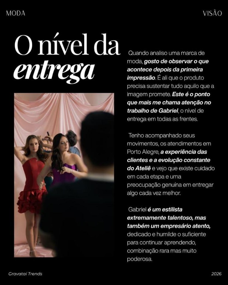 Prova de vestidos no ateliê, título O nível da entrega